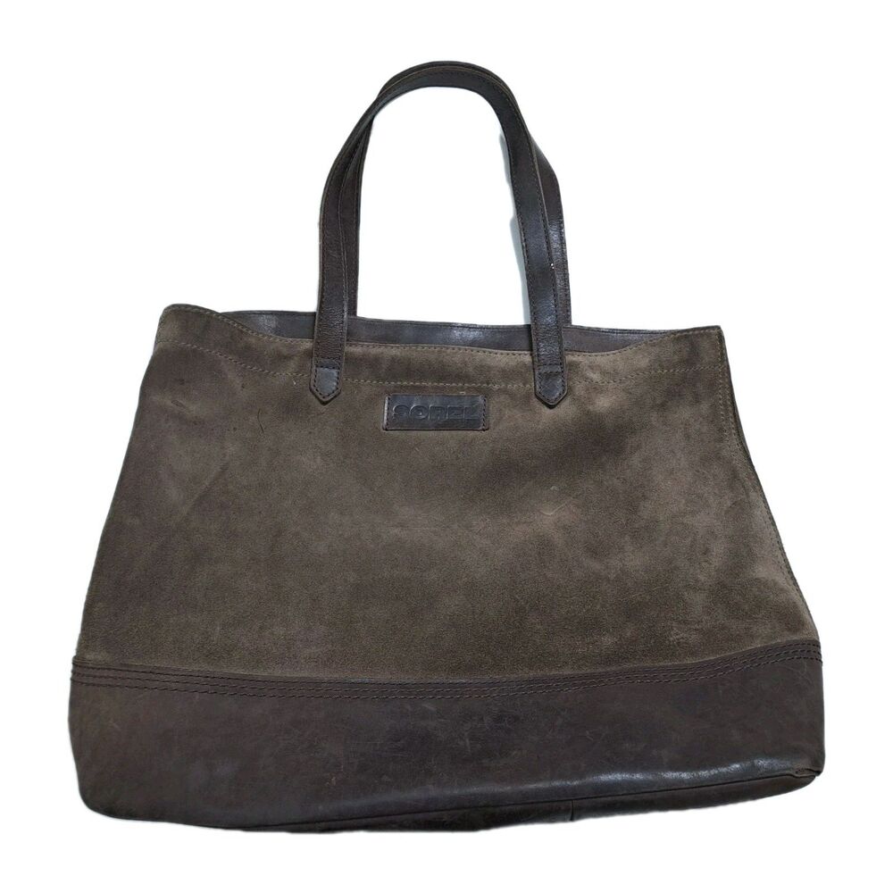 Sorel Brown Suede Leather Tote Shoulder Bag